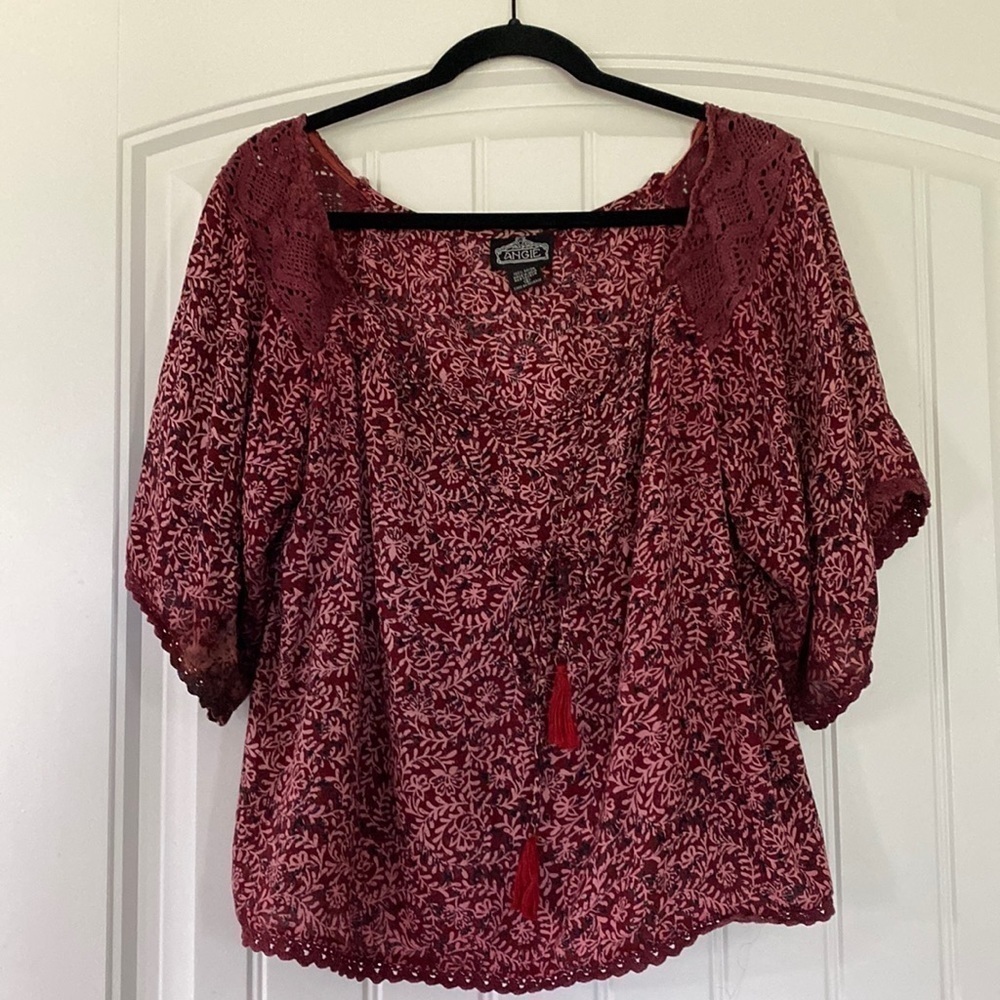 Angie boho  embroidered Top Small